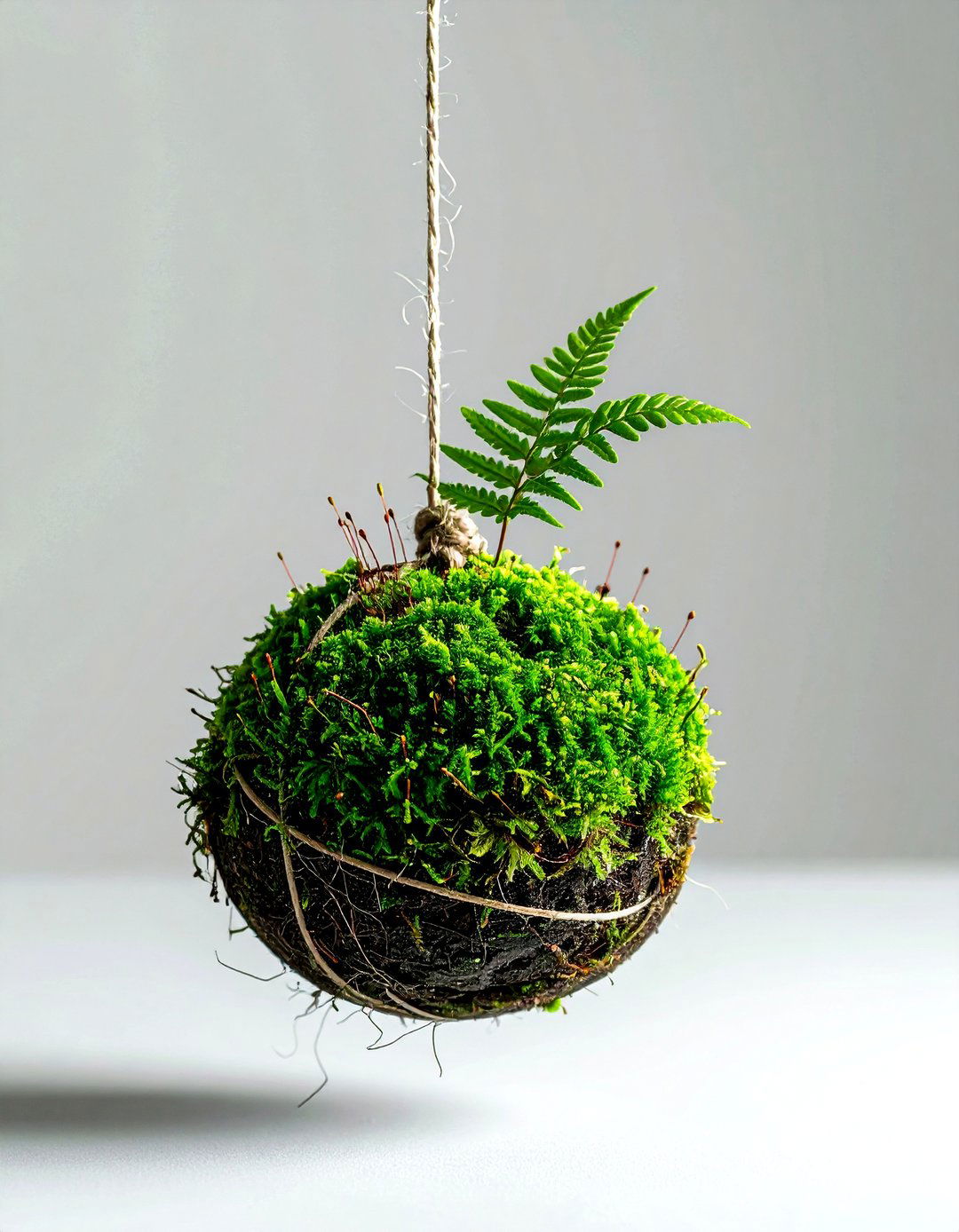 Kokedama Moss Ball Display - 30 hanging plant ideas
