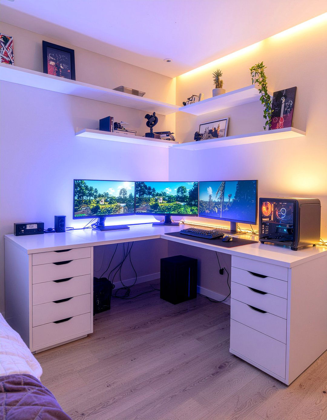 L Shaped Gaming Desk - 30 video game bedroom ideas