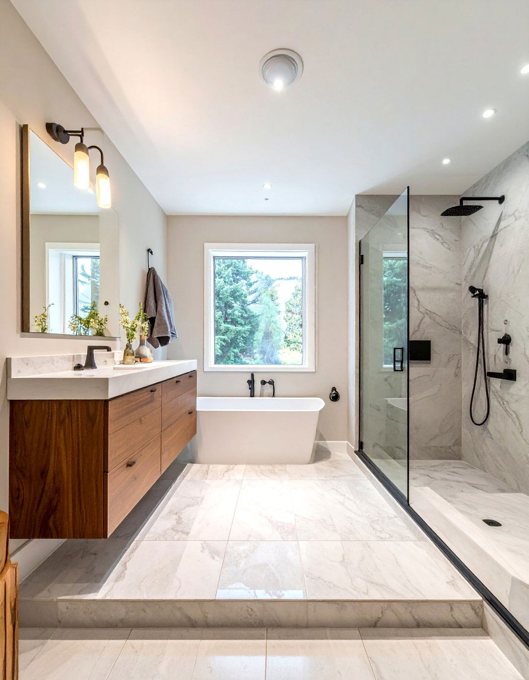 L shaped bathroom layout - 30 bathroom reconfiguration ideas