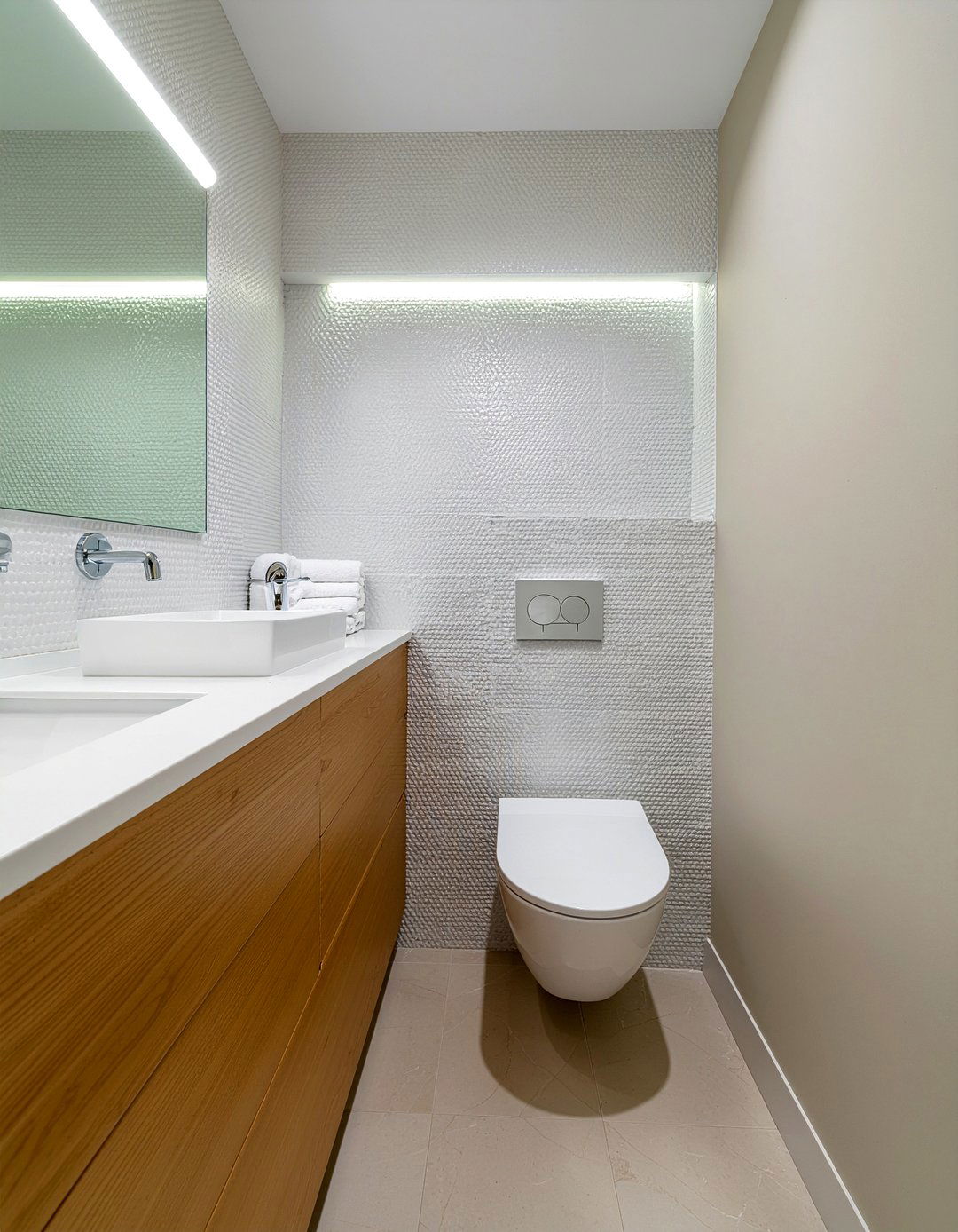 L shaped bathroom with hidden toilet - 30 L-shaped bathroom layout ideas