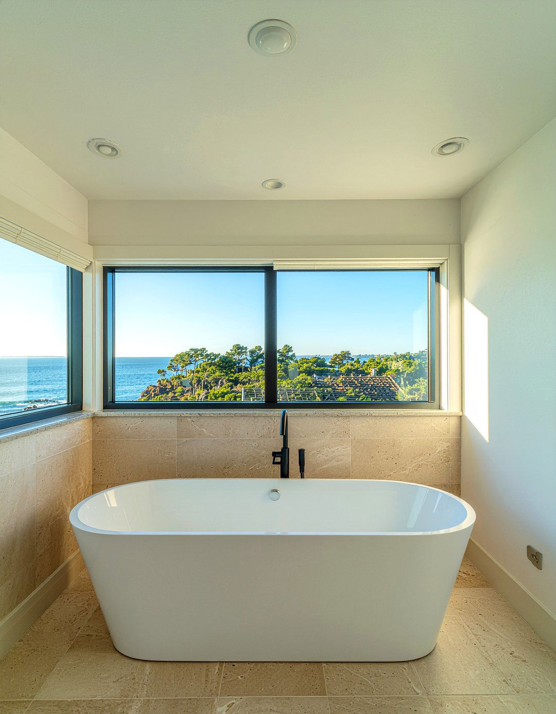 L shaped bathroom with window over tub - 30 L-shaped bathroom layout ideas