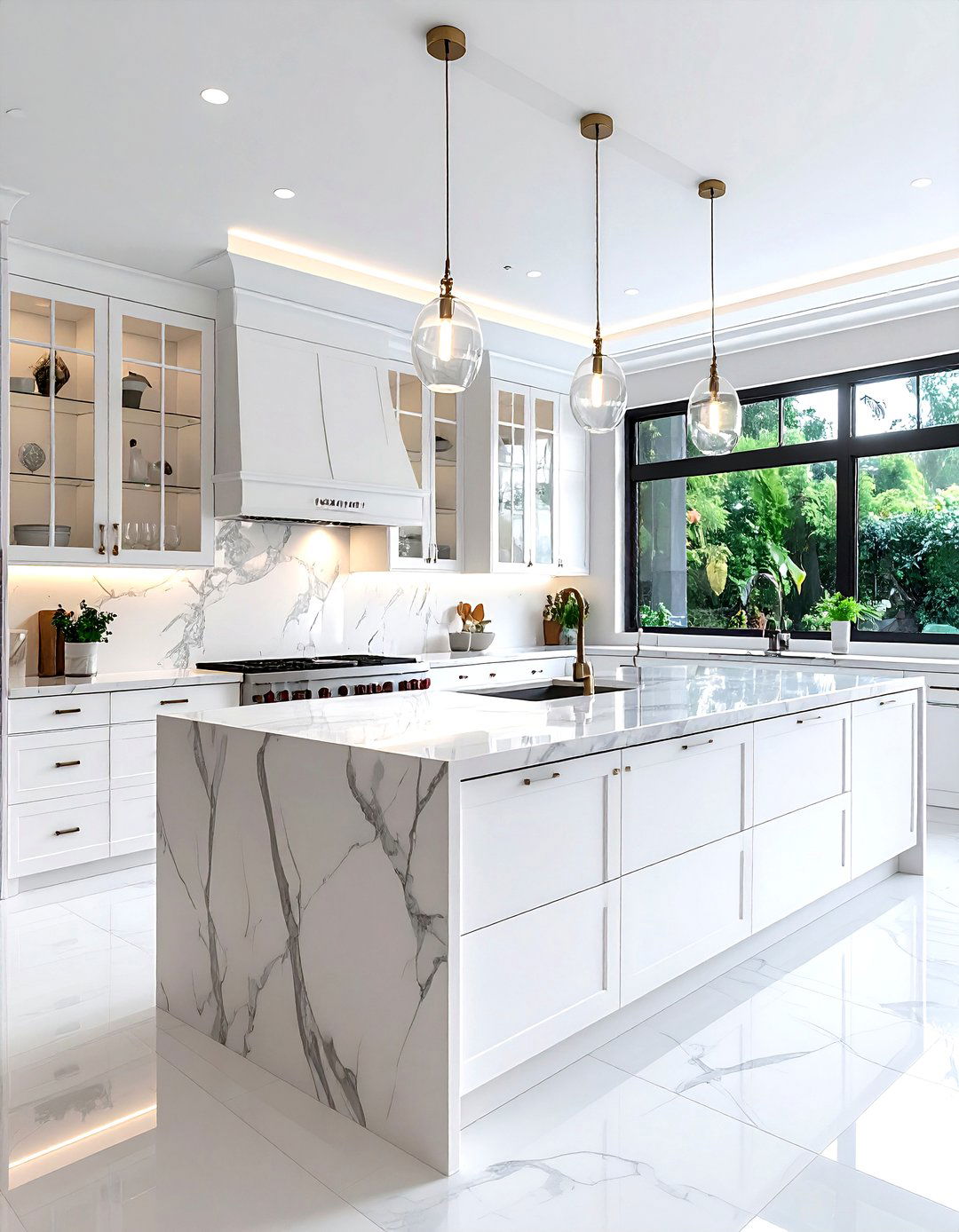 L shaped kitchen with glass front cabinets - 30 L-shaped kitchen ideas