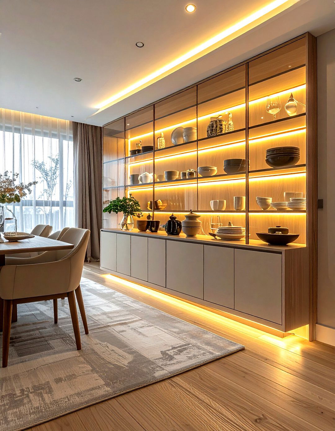 LED Buffet Cabinet Lighting - 30 dining room LED lighting ideas