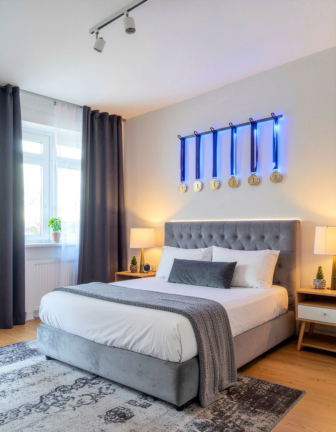 LED backlit medal display - 30 bedroom medal display ideas