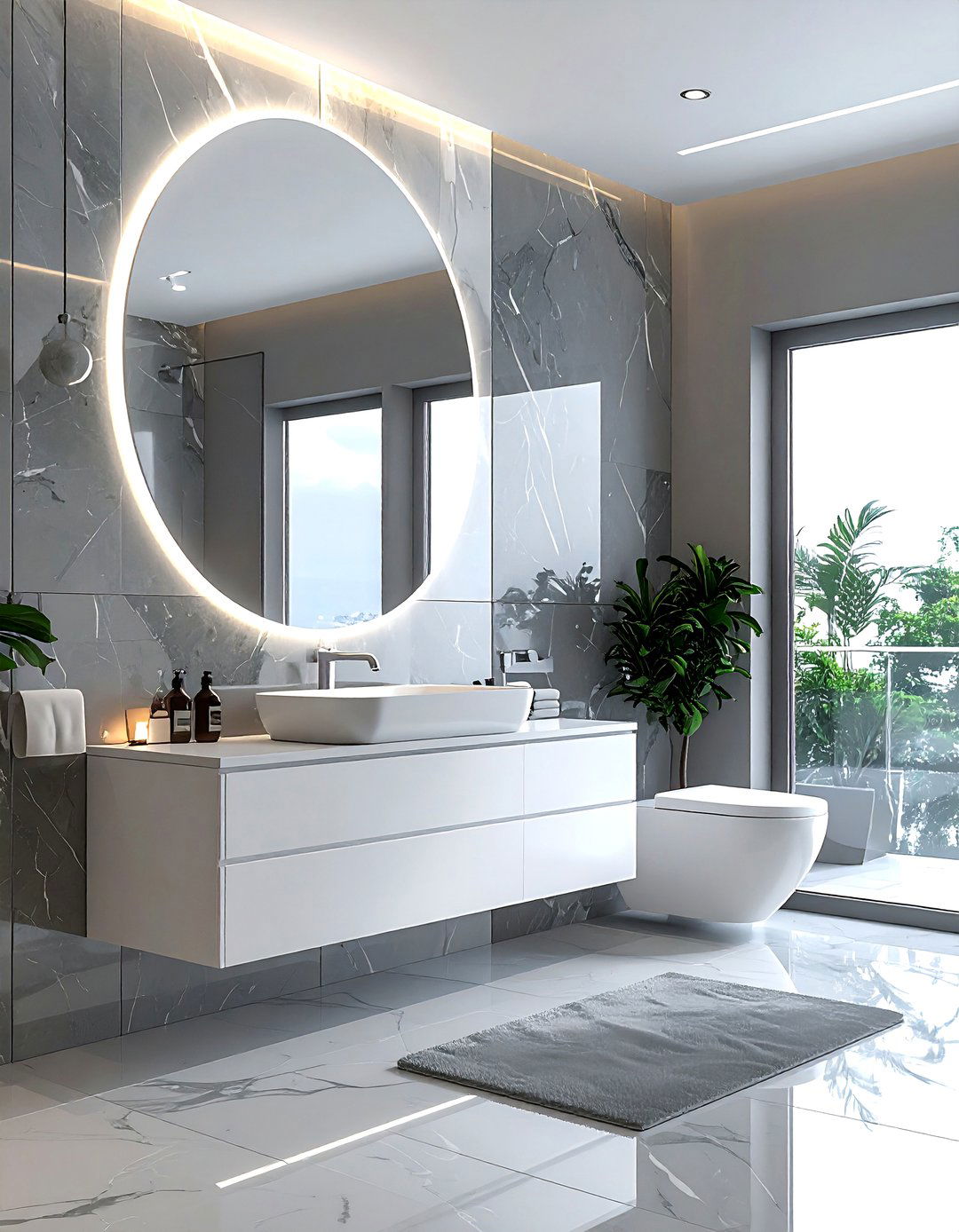 LED lighted oval mirror - 30 oval bathroom mirror ideas