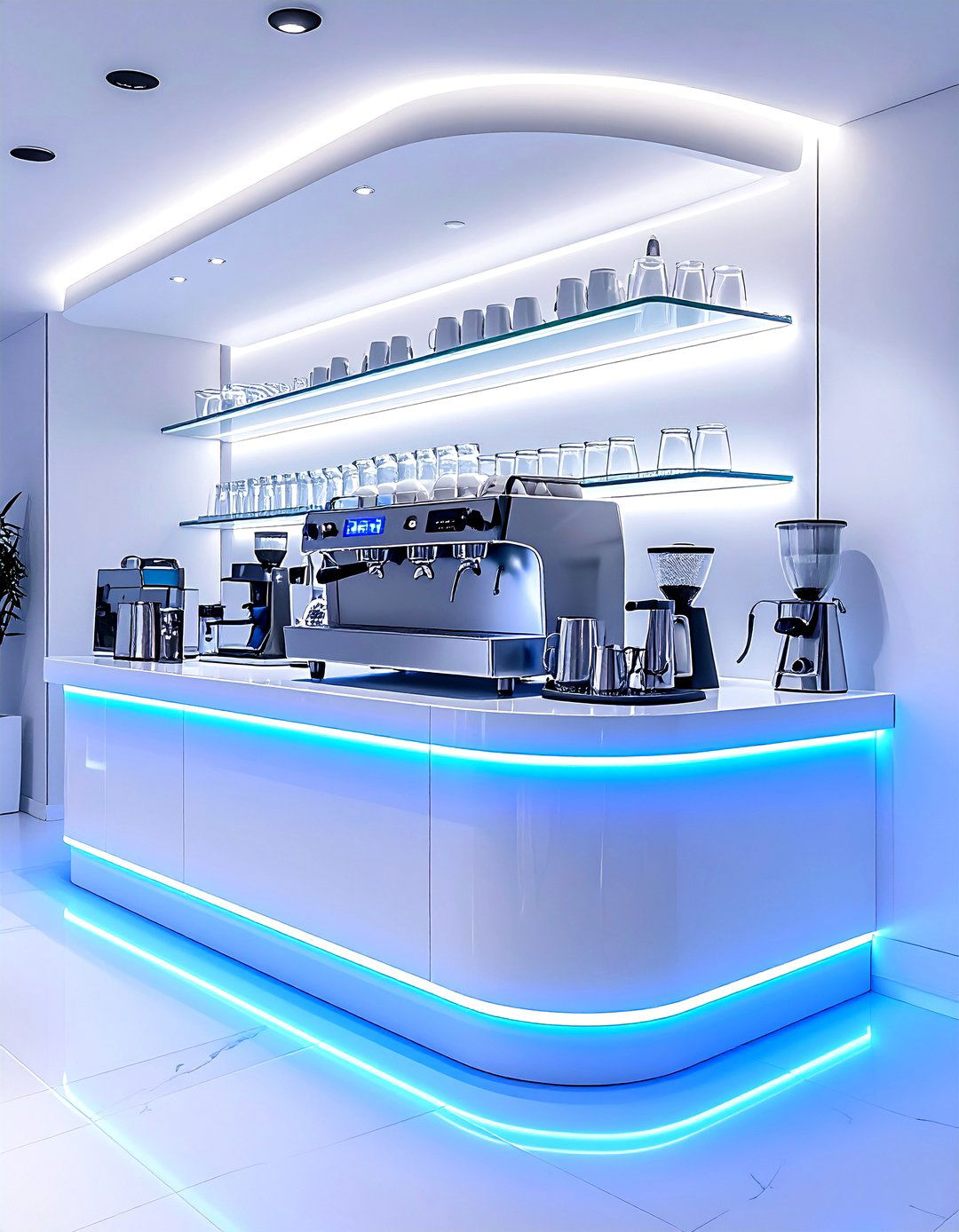 LED lit coffee station - 30 coffee bar kitchen ideas