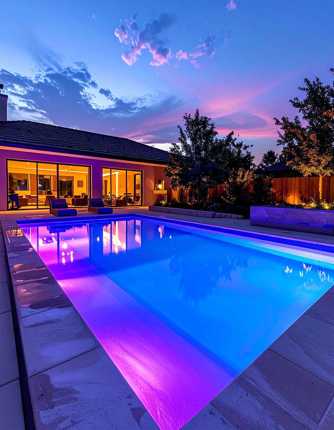 LED pool light - 30 poolside decor ideas