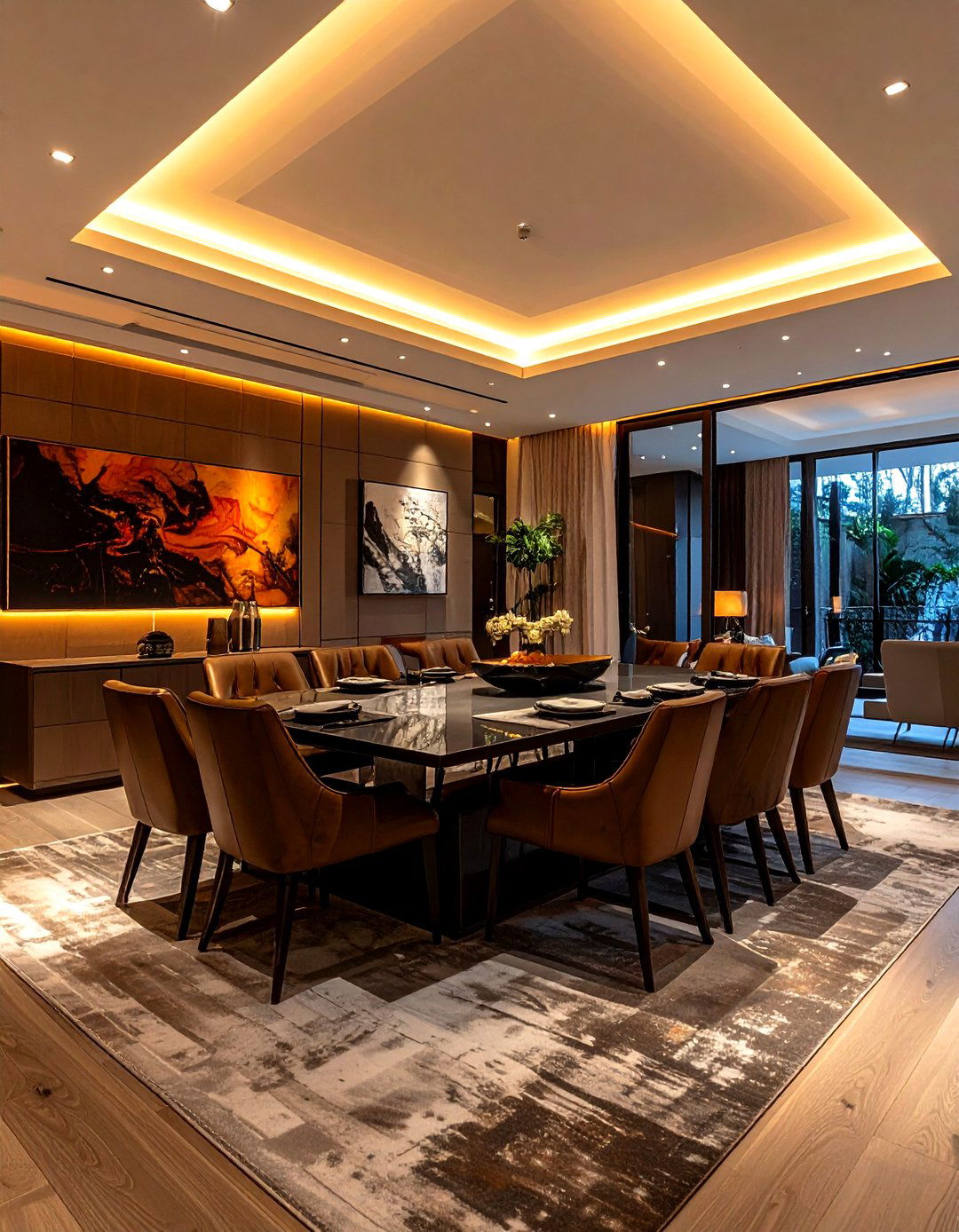 LED strip lighting for tray ceilings - 30 dining room layered lighting ideas