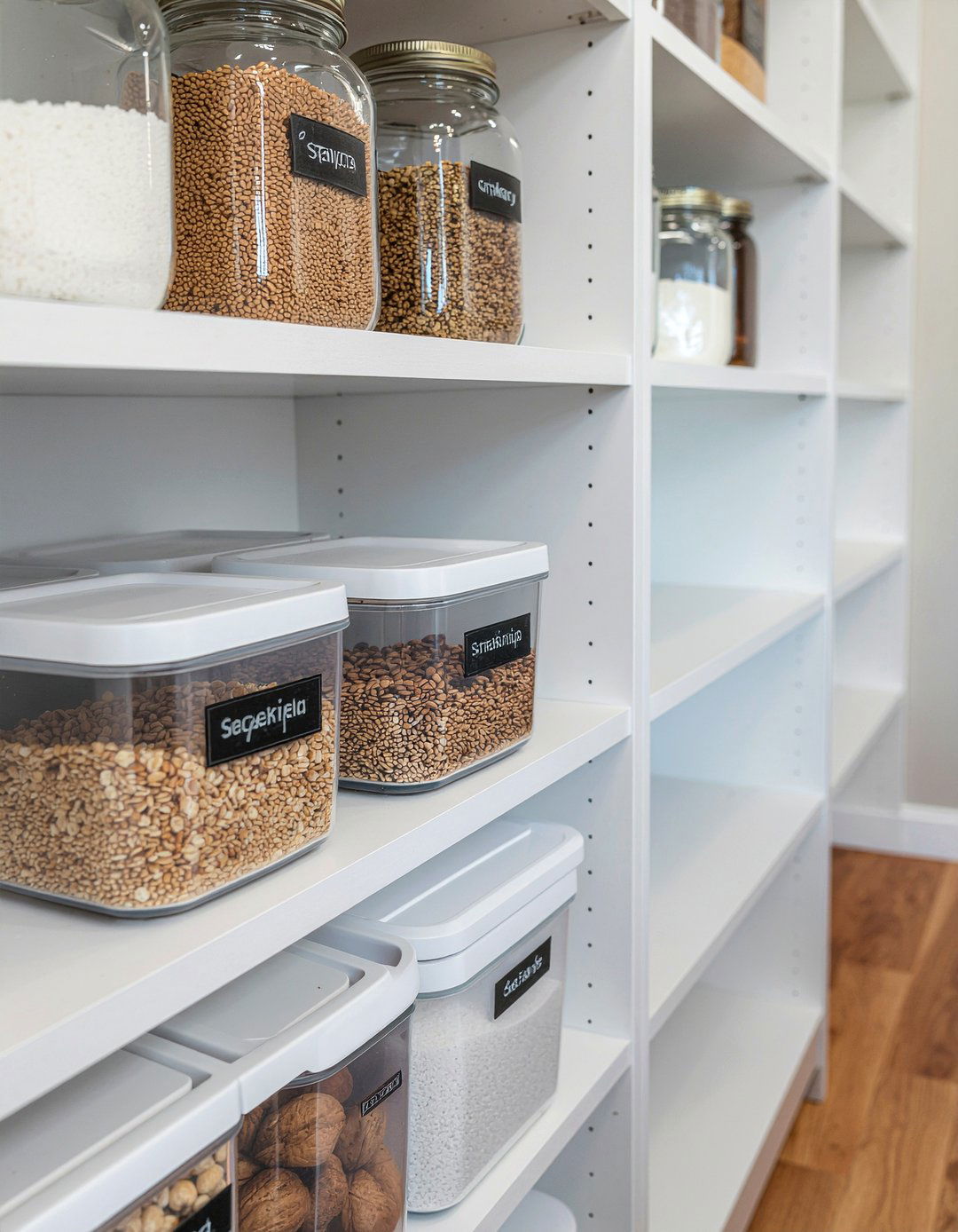 Labeled Pantry Storage Bins - 30 kitchen organization ideas