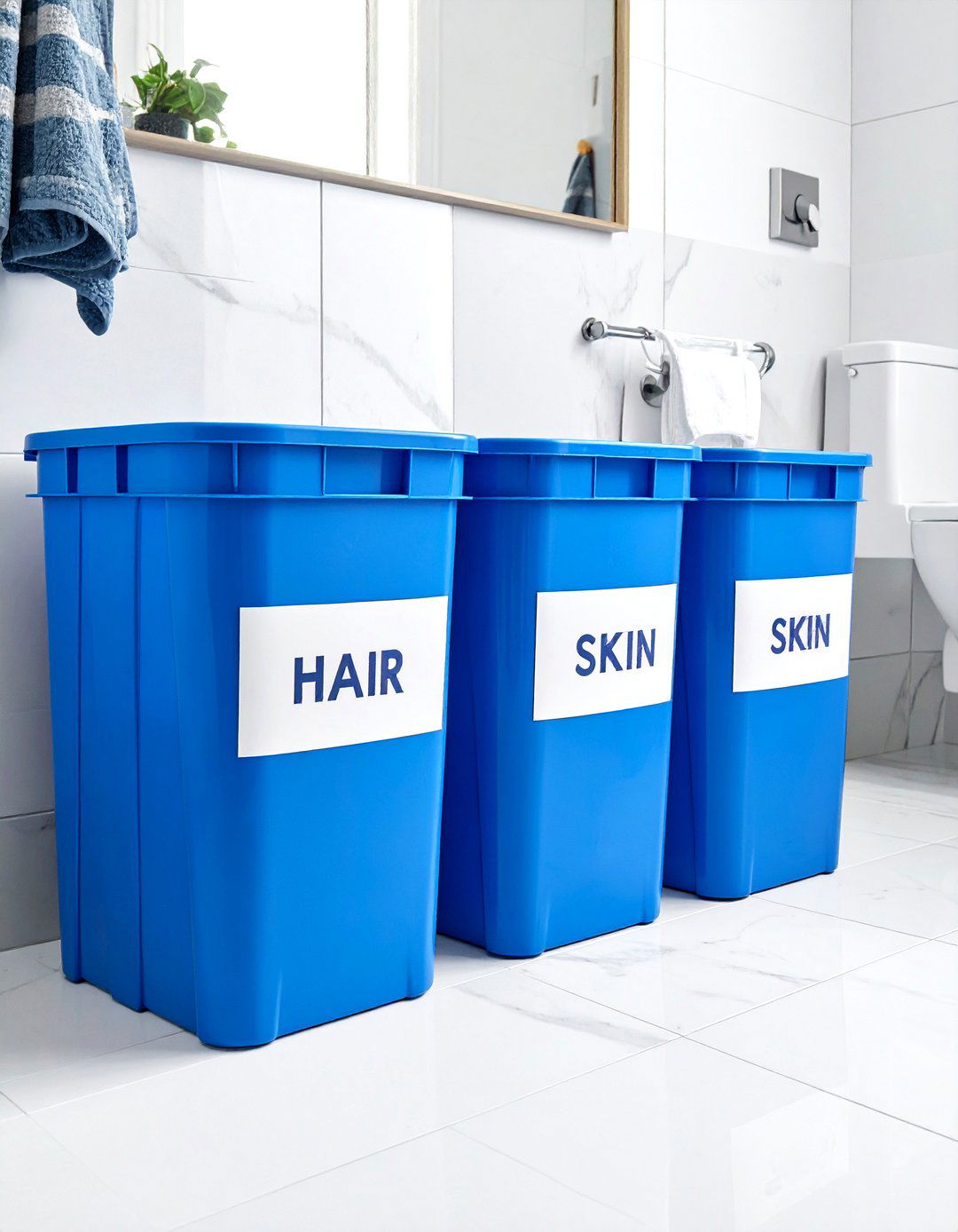 Labeled Plastic Totes - 30 under sink bathroom storage ideas