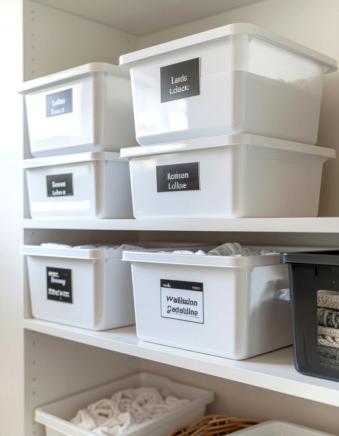 Labeling Bins For Folding Categories - 30 laundry room organization ideas