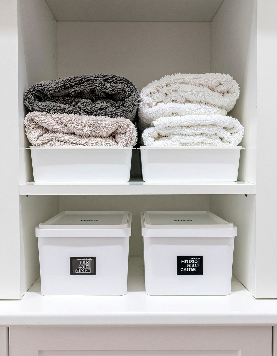 Labelled Plastic Container - 30 bathroom cabinet organizer ideas