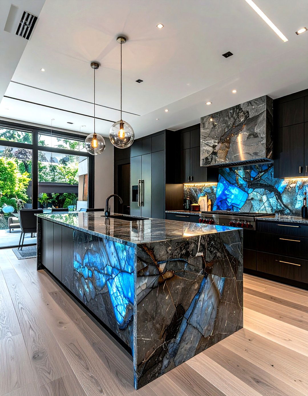Labradorite kitchen backsplash - 30 crystal decor ideas