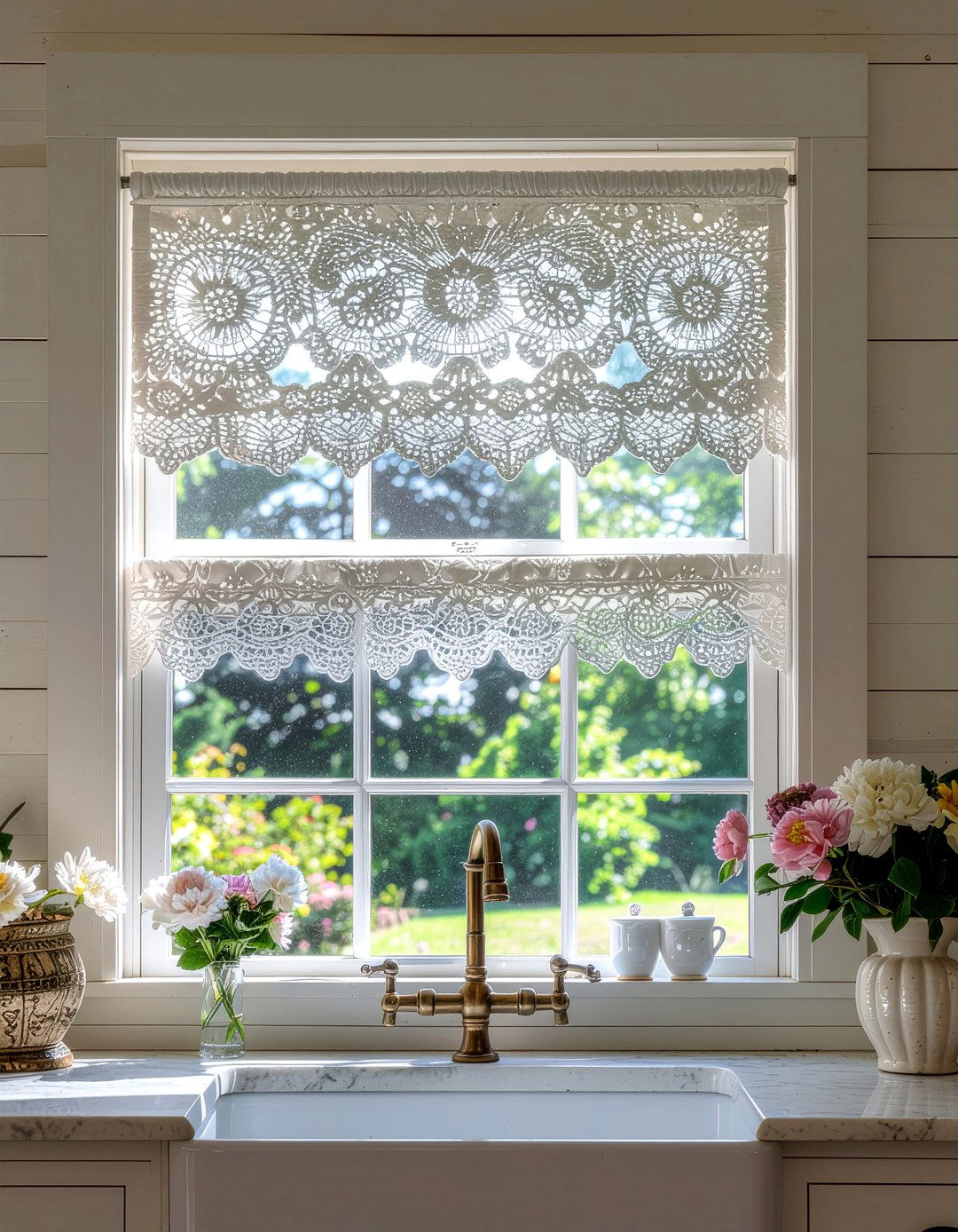 Lace Cafe Curtains - 30 kitchen window treatment ideas