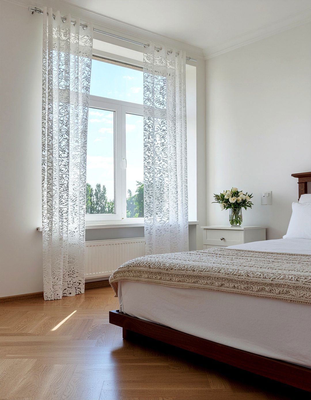 Lace Window Curtains - 30 light academia bedroom ideas