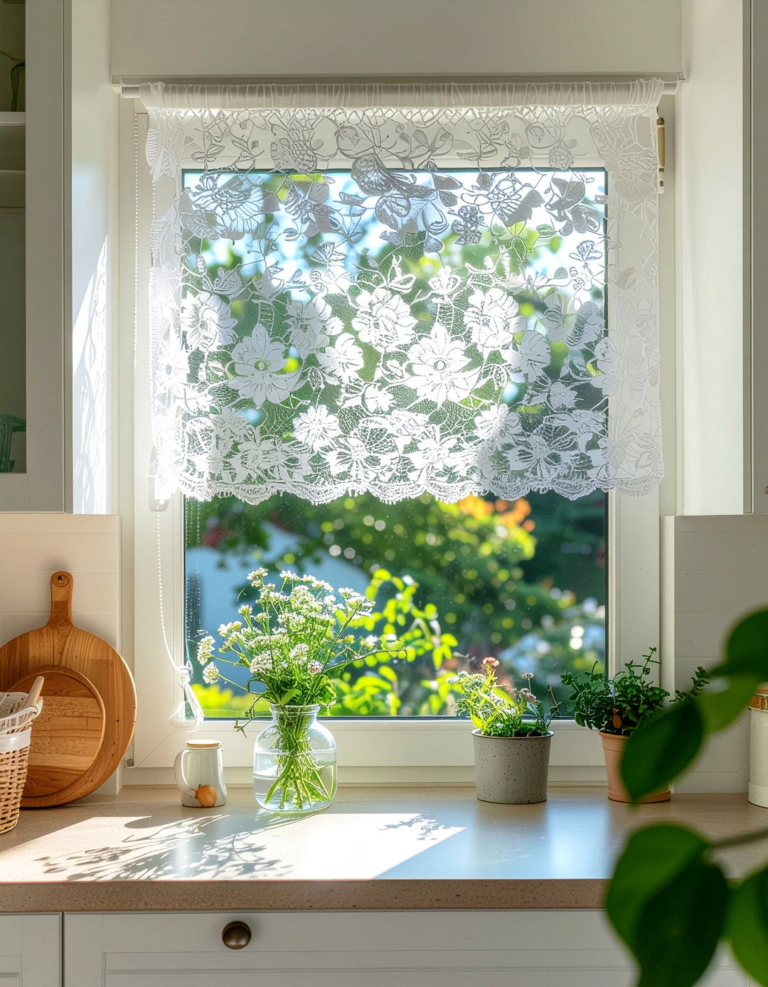 Lace Window Valance - 30 kitchen valance ideas
