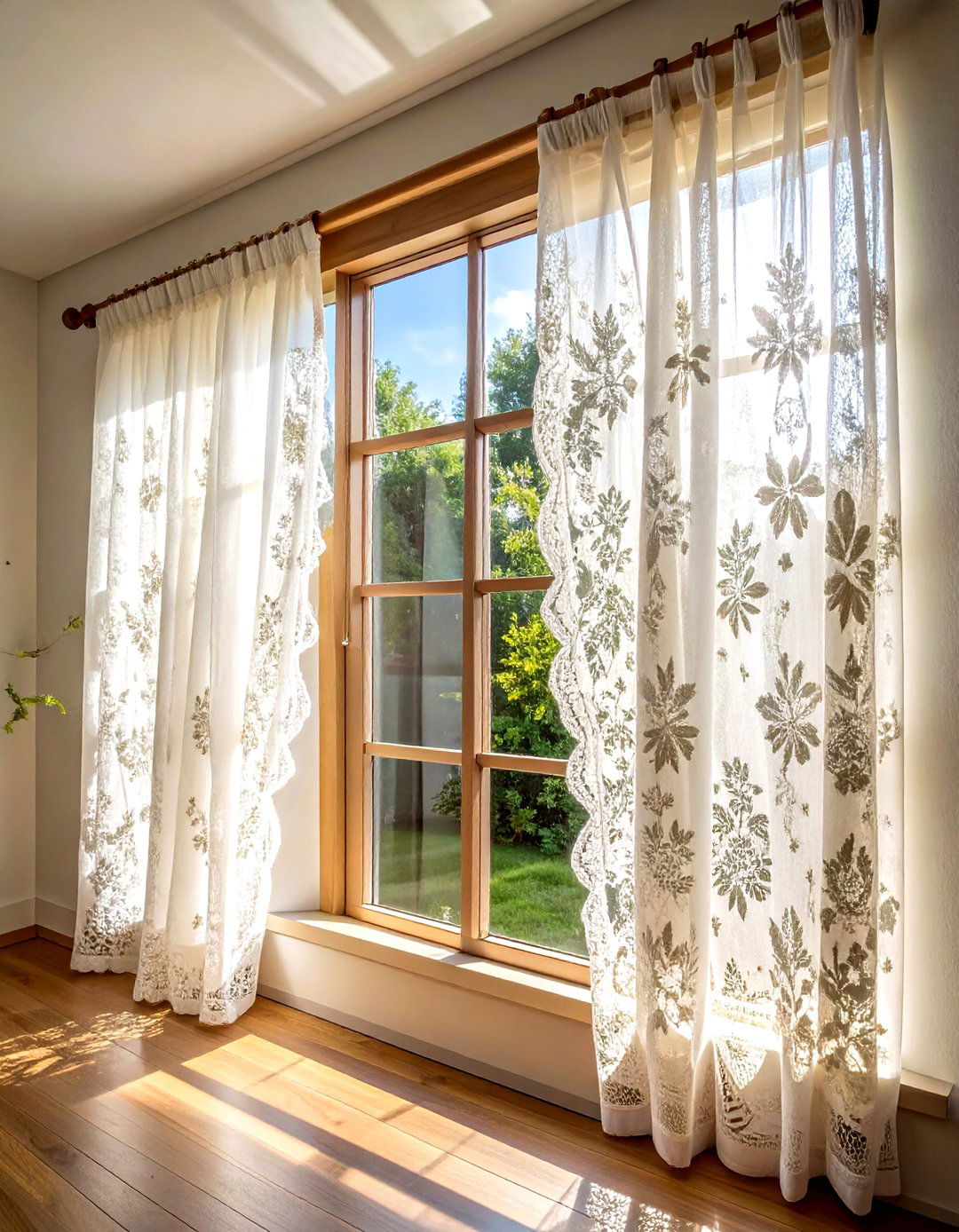 Lace curtains window - 30 cottage home decor ideas