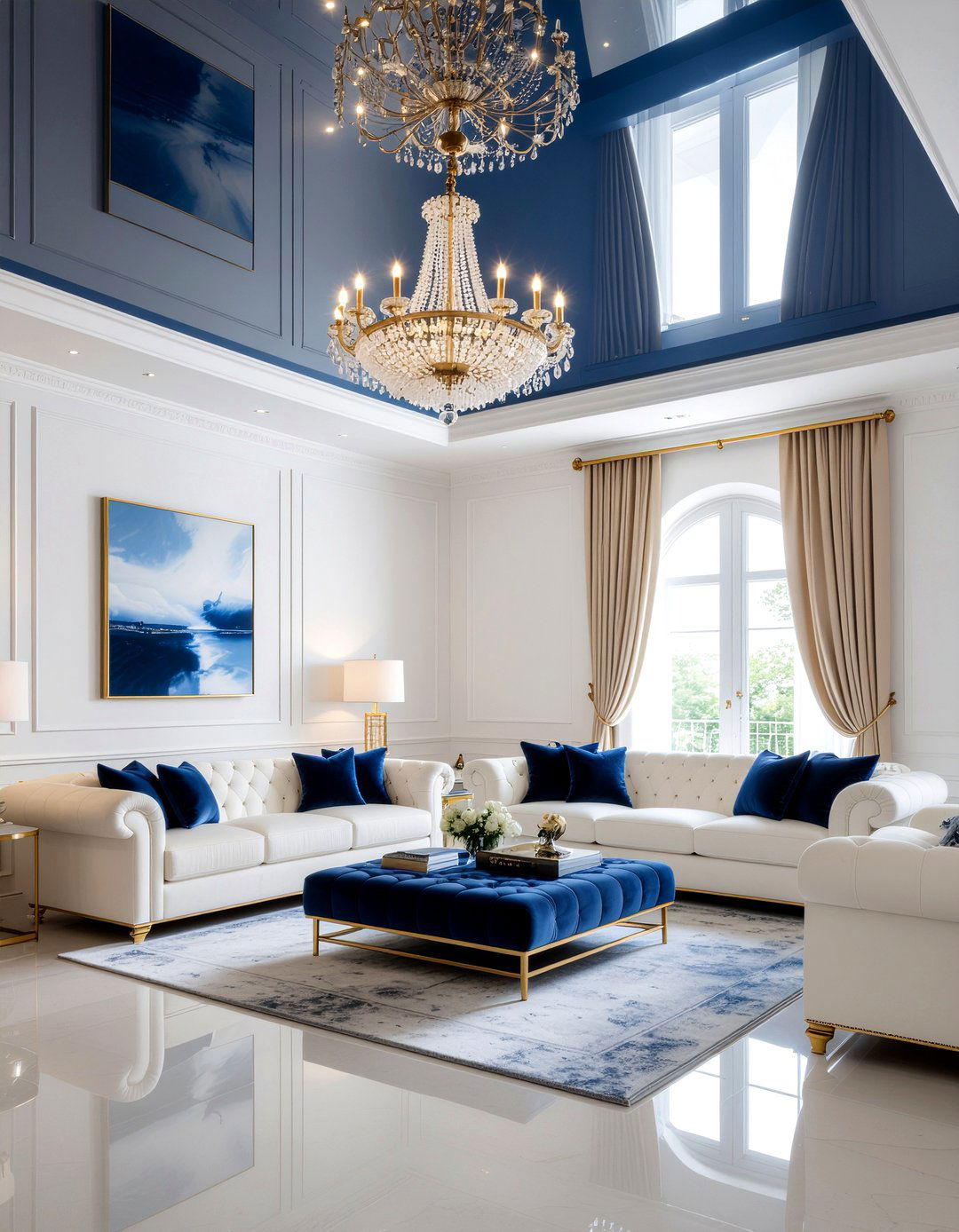 Lacquered ceiling - 30 living room statement ceiling ideas