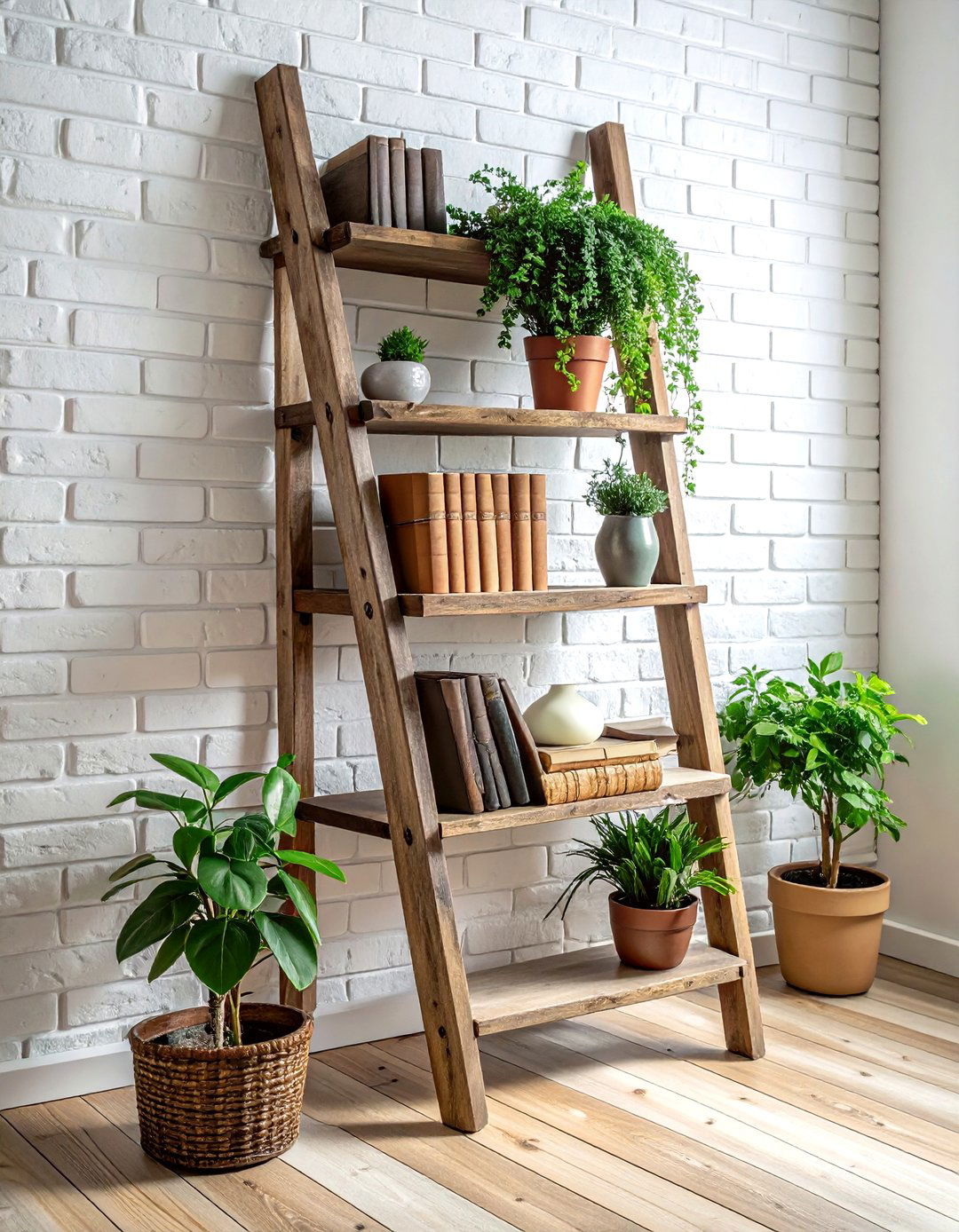 Ladder Bookshelf - 30 upcycled decor ideas
