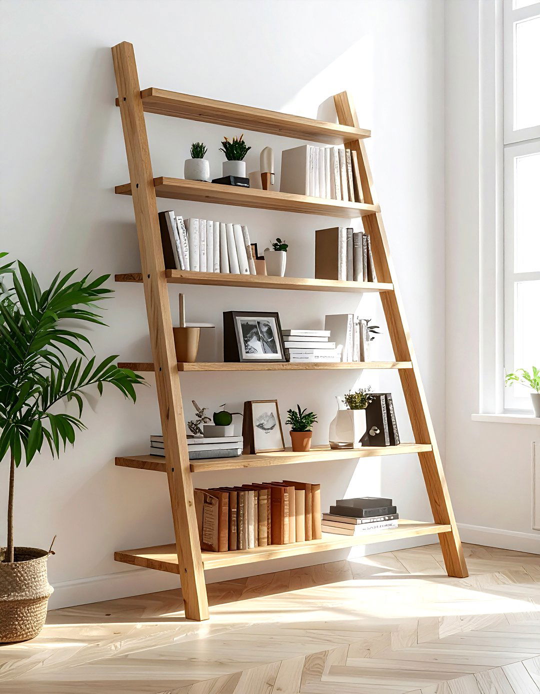 Ladder Bookshelf - 30 bookshelf decor ideas