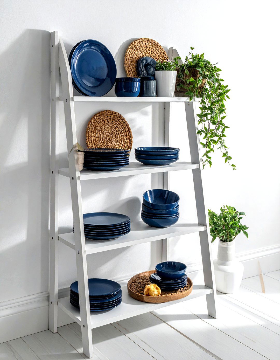 Ladder Bookshelf For Dishes - 30 dining room vertical storage ideas