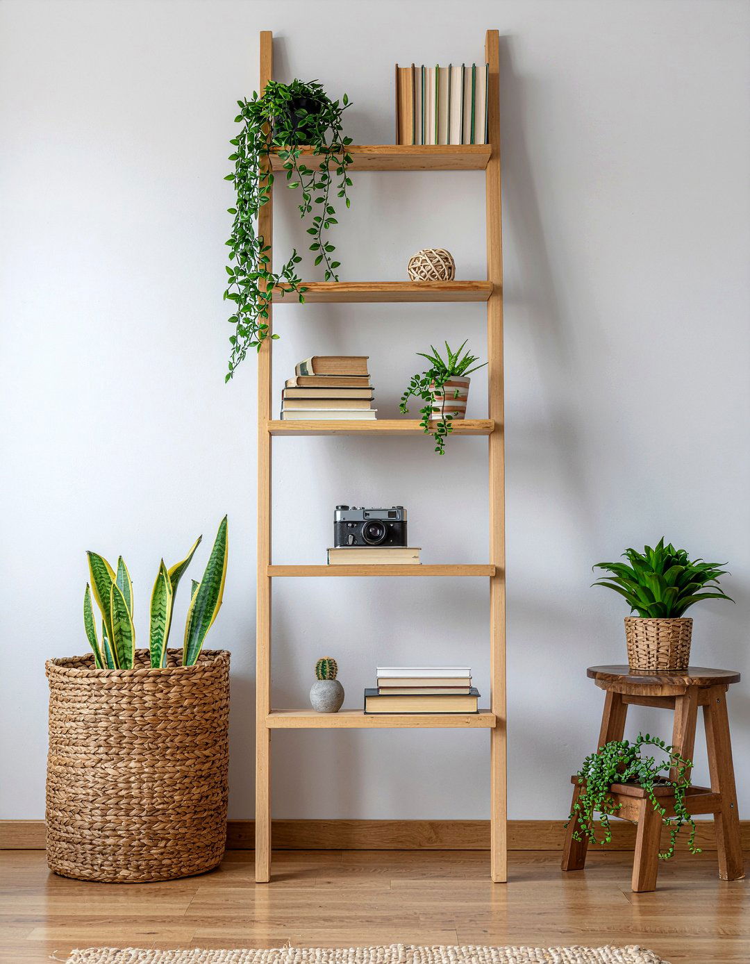 Ladder Bookshelf - 30 bedroom bookshelf ideas