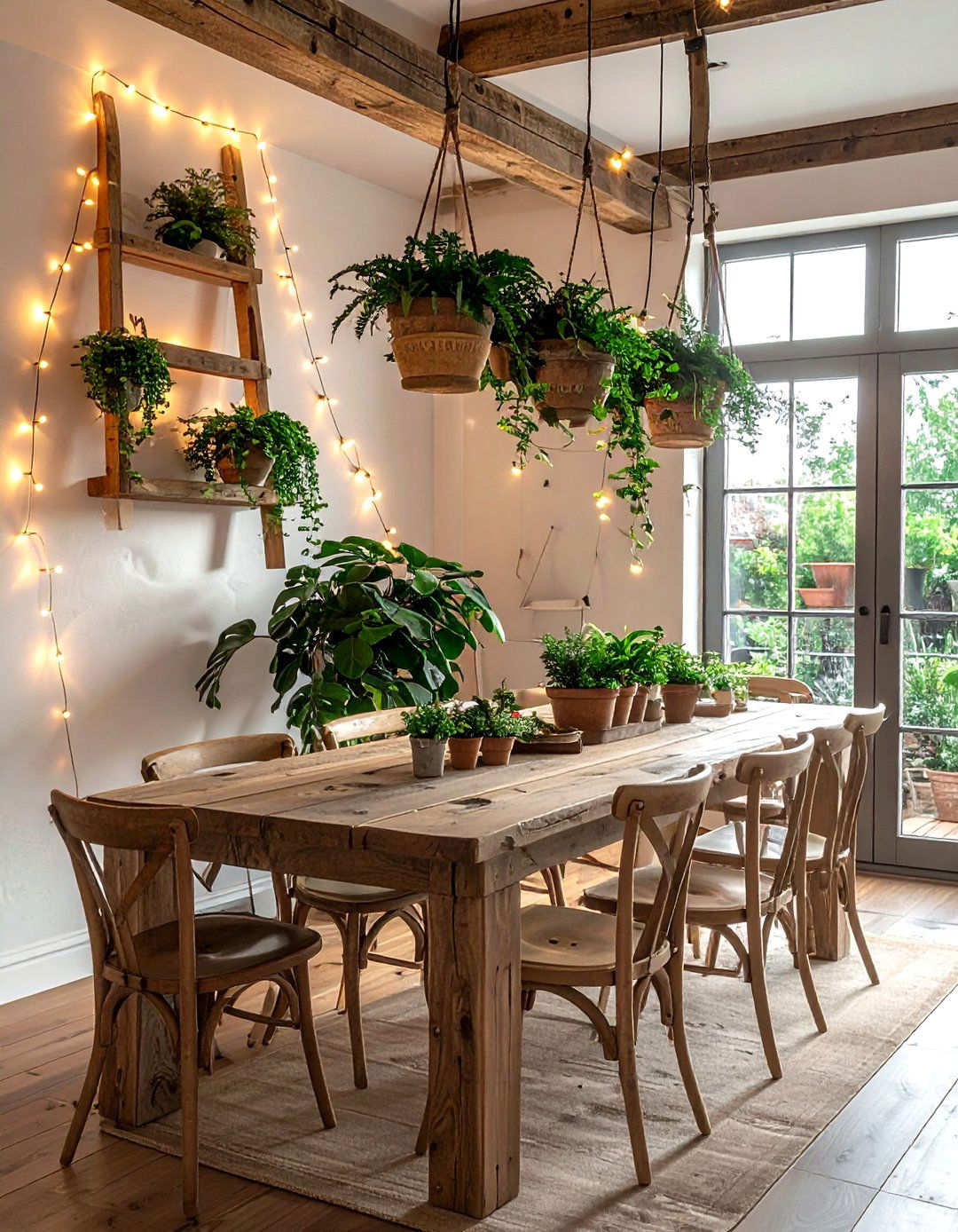 Ladder Plant Hanger Over Table - 30 dining room hanging plant ideas