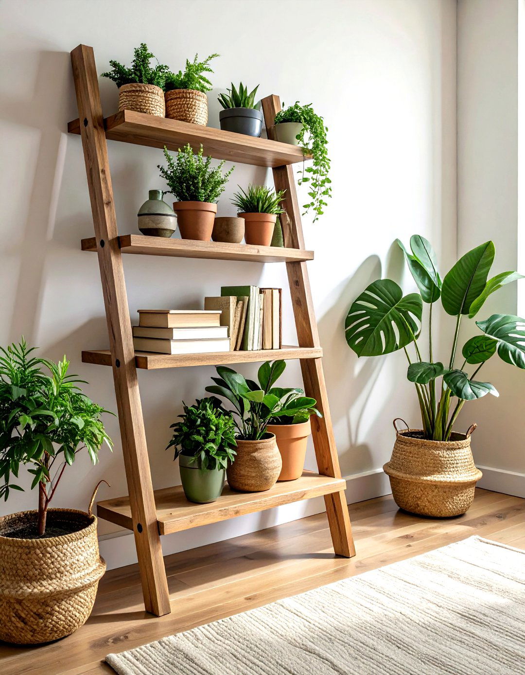 Ladder Plant Shelf - 30 living room plant stands