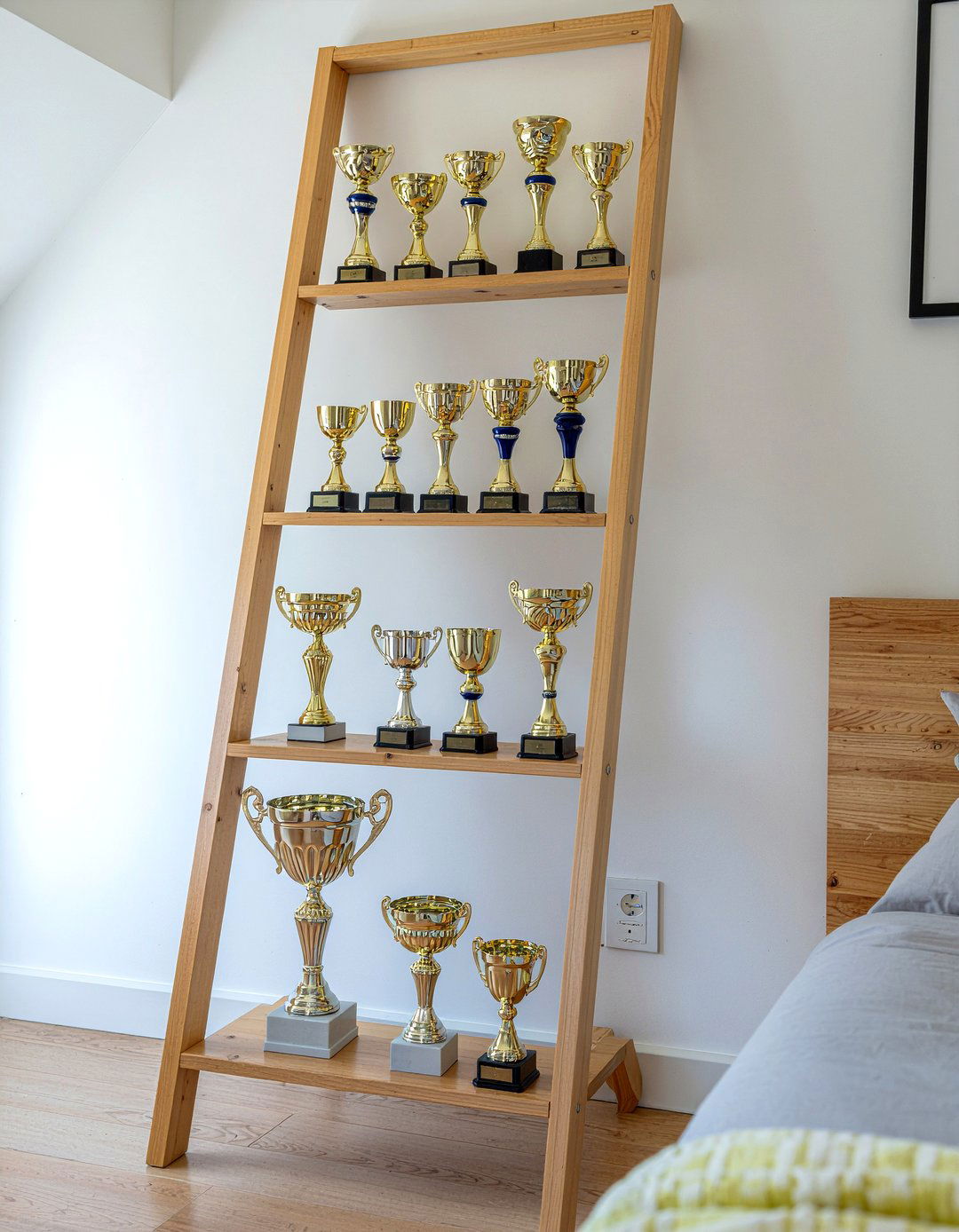 Ladder Shelf For Trophies - 30 bedroom trophy display ideas