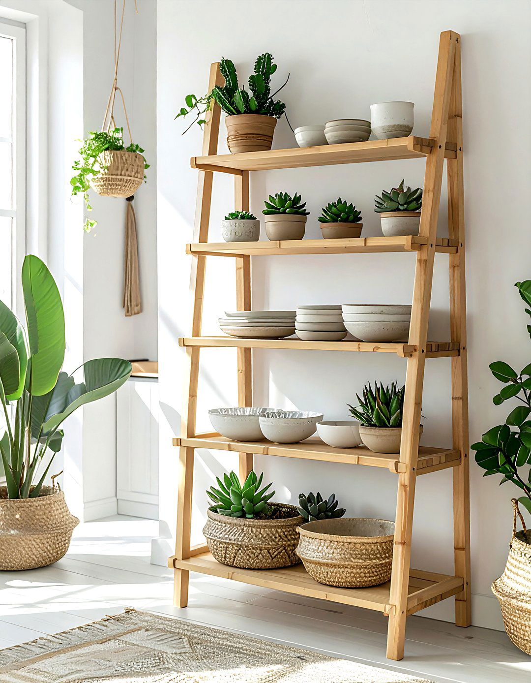 Ladder Shelf Unit - 30 dining room creative storage ideas