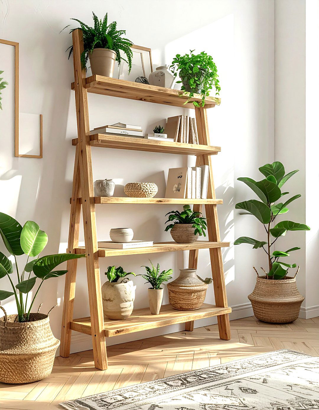 Ladder Shelf Unit - 30 living room Bohemian furniture ideas