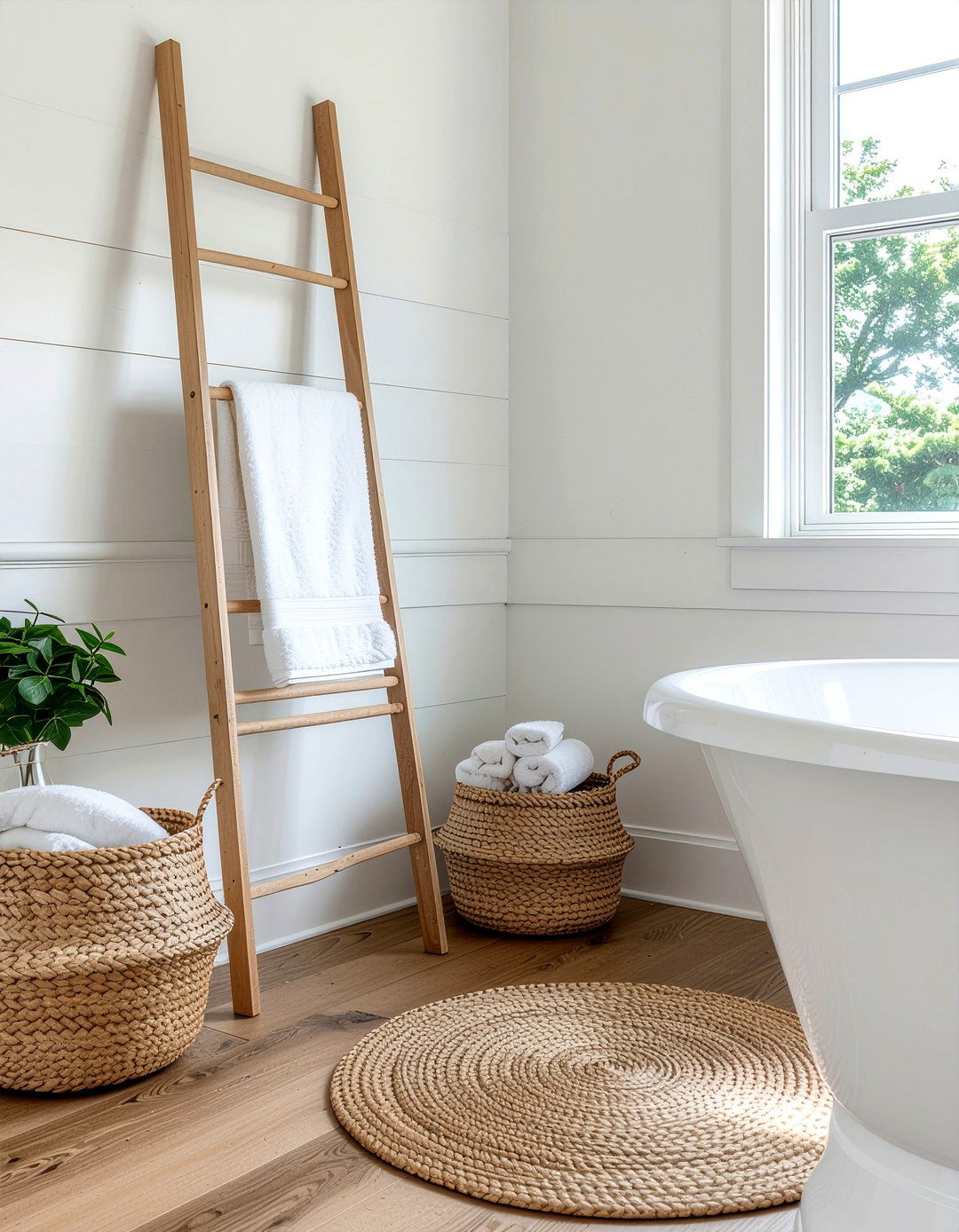 Ladder Towel Rack - 30 bathroom finishing touch ideas