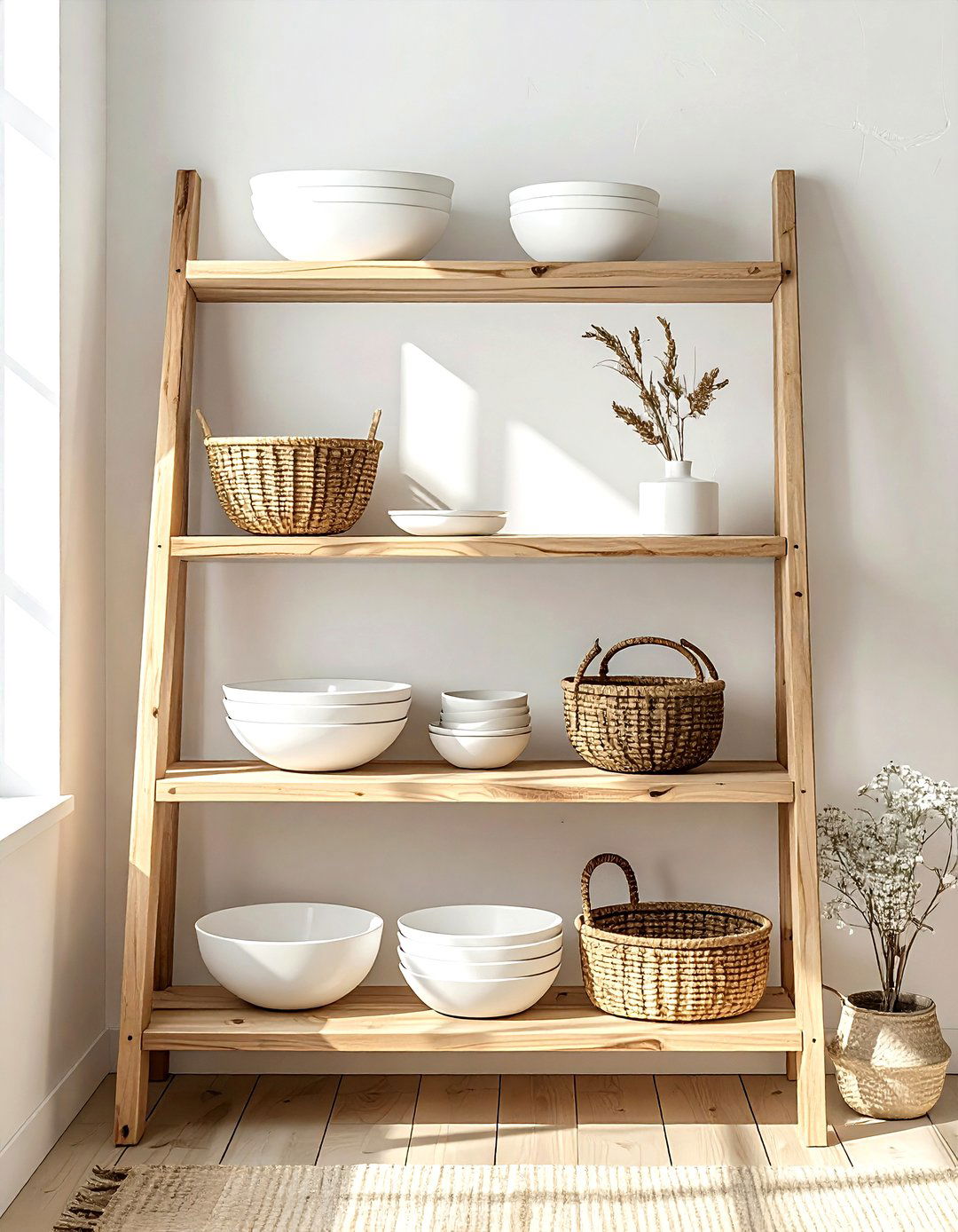 Ladder Wall Shelf - 30 kitchen wall storage ideas