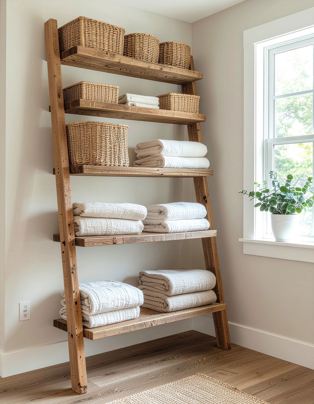 Ladder Wall Shelves - 30 bedroom wall shelving ideas