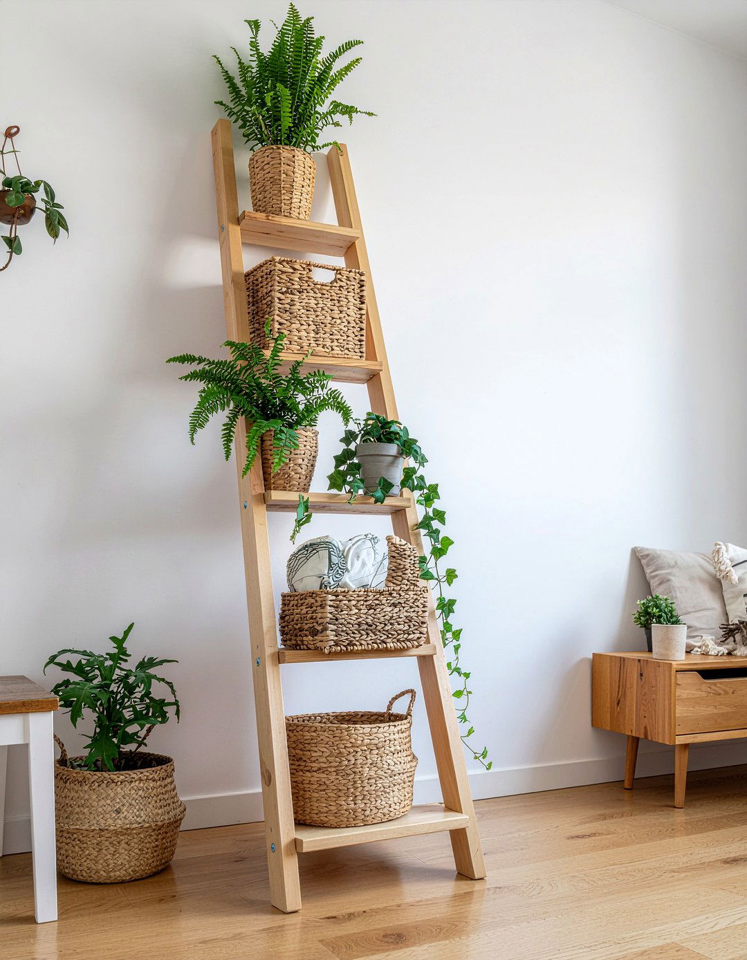 Ladder bookshelf - 30 living room storage unit ideas