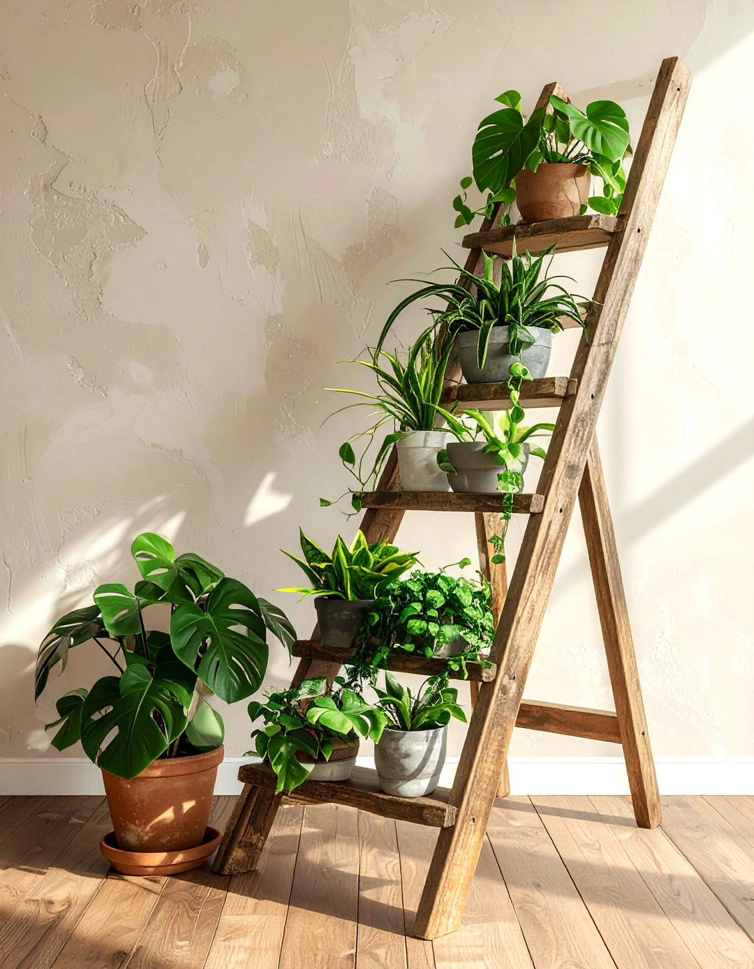 Ladder plant stand - 30 plant shelf ideas