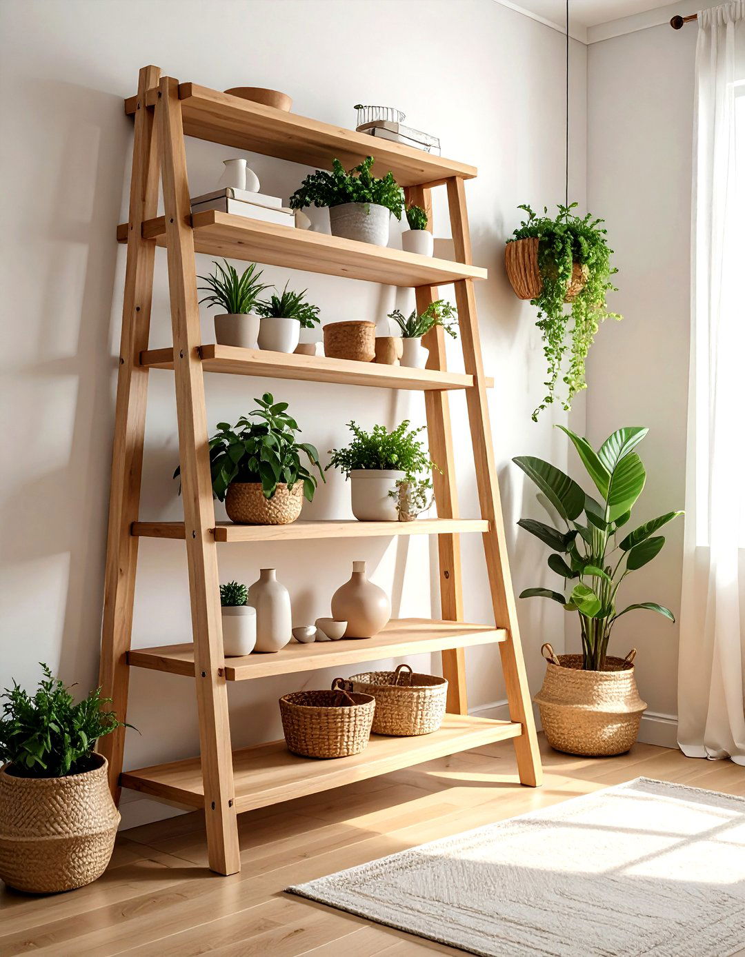 Ladder shelf - 30 living room storage hacks