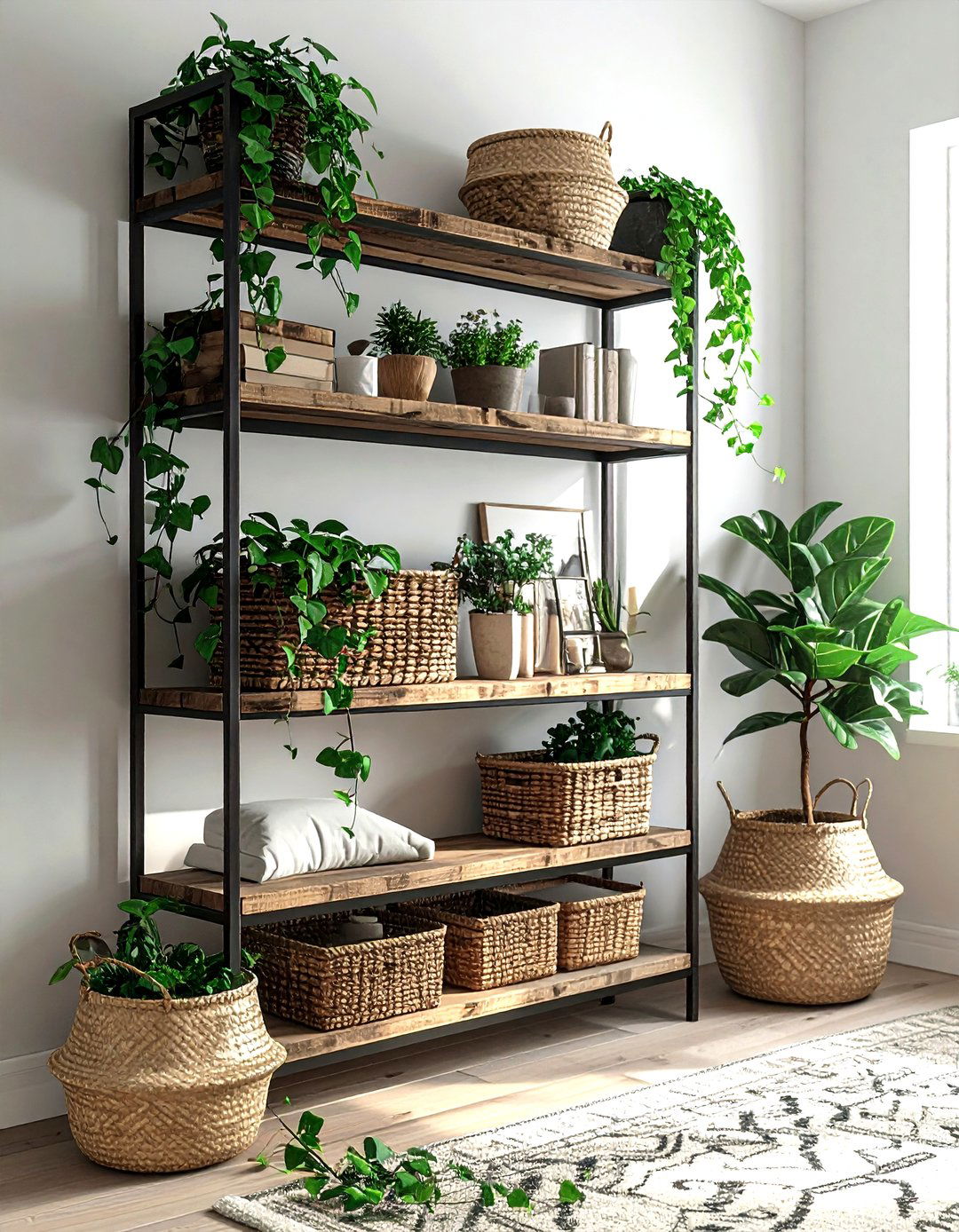 Ladder shelf - 30 living room wall storage ideas