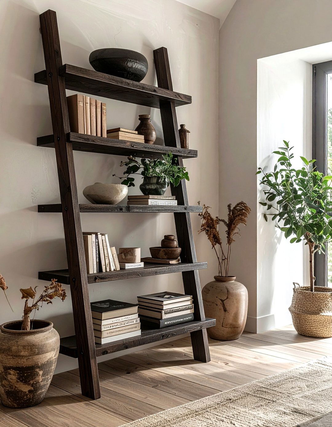 Ladder shelf - 30 rental decor ideas