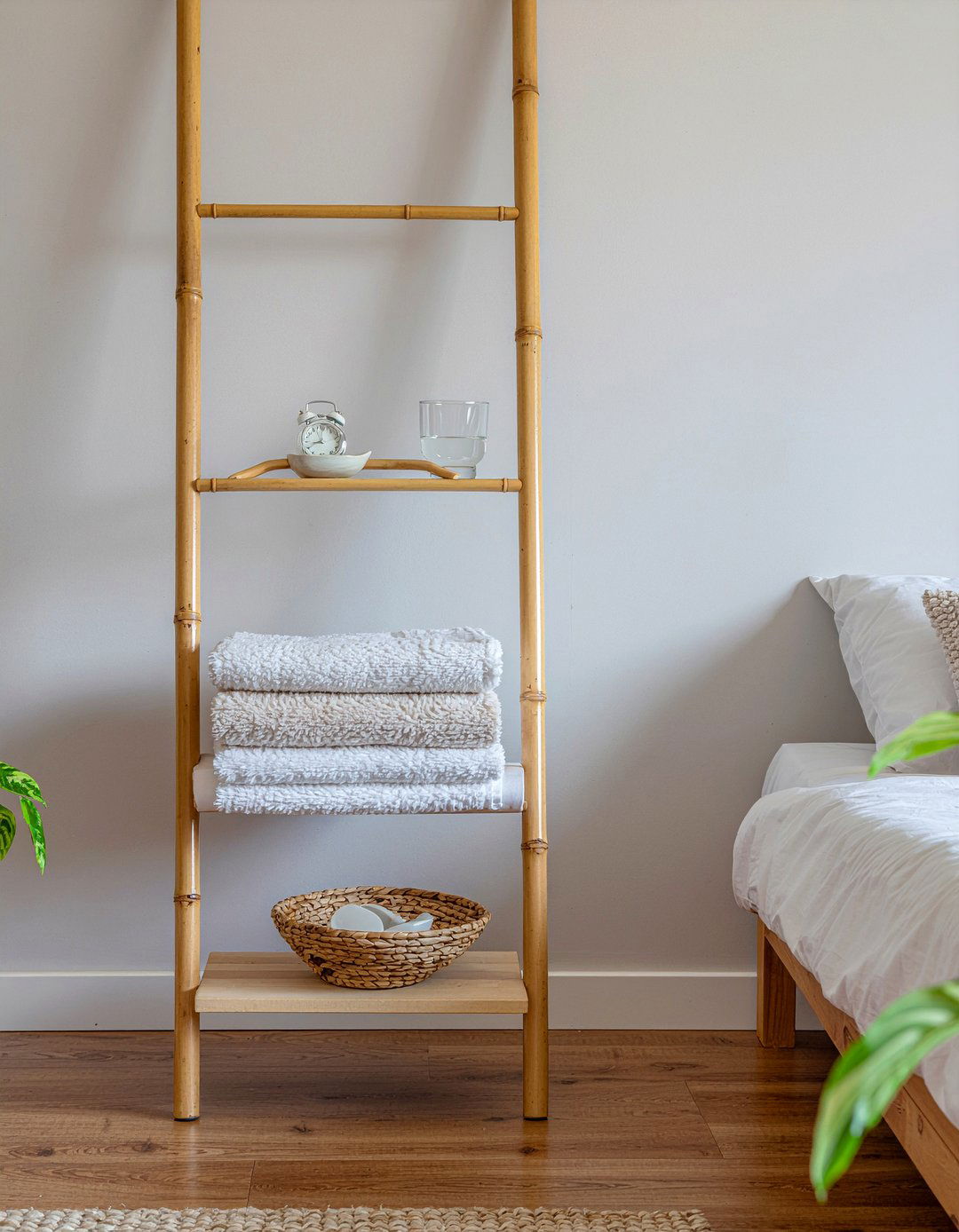 Ladder shelf - 30 bedroom storage ideas