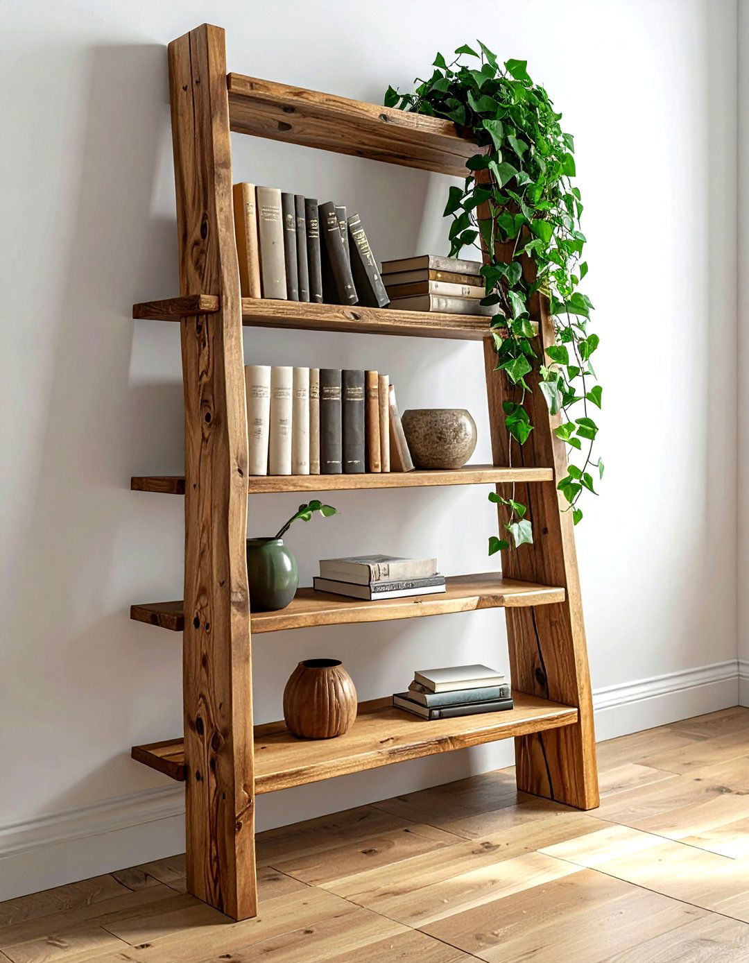Ladder shelf - 30 living room clever storage ideas