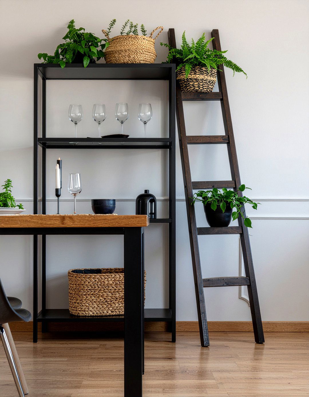 Ladder shelf decor - 30 renter-friendly dining room ideas