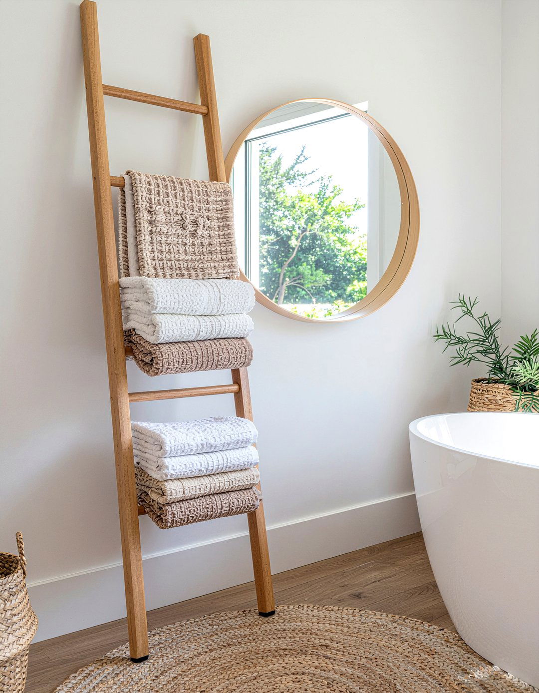 Ladder towel rack - 30 bathroom towel bar ideas