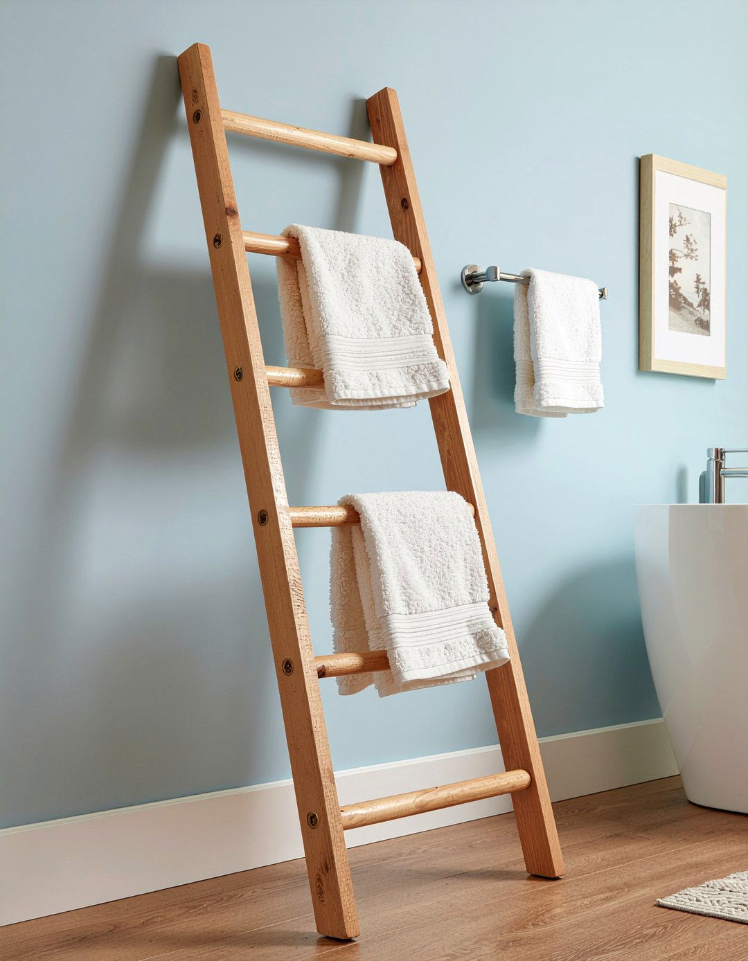 Ladder towel rack - 30 French country bathroom ideas