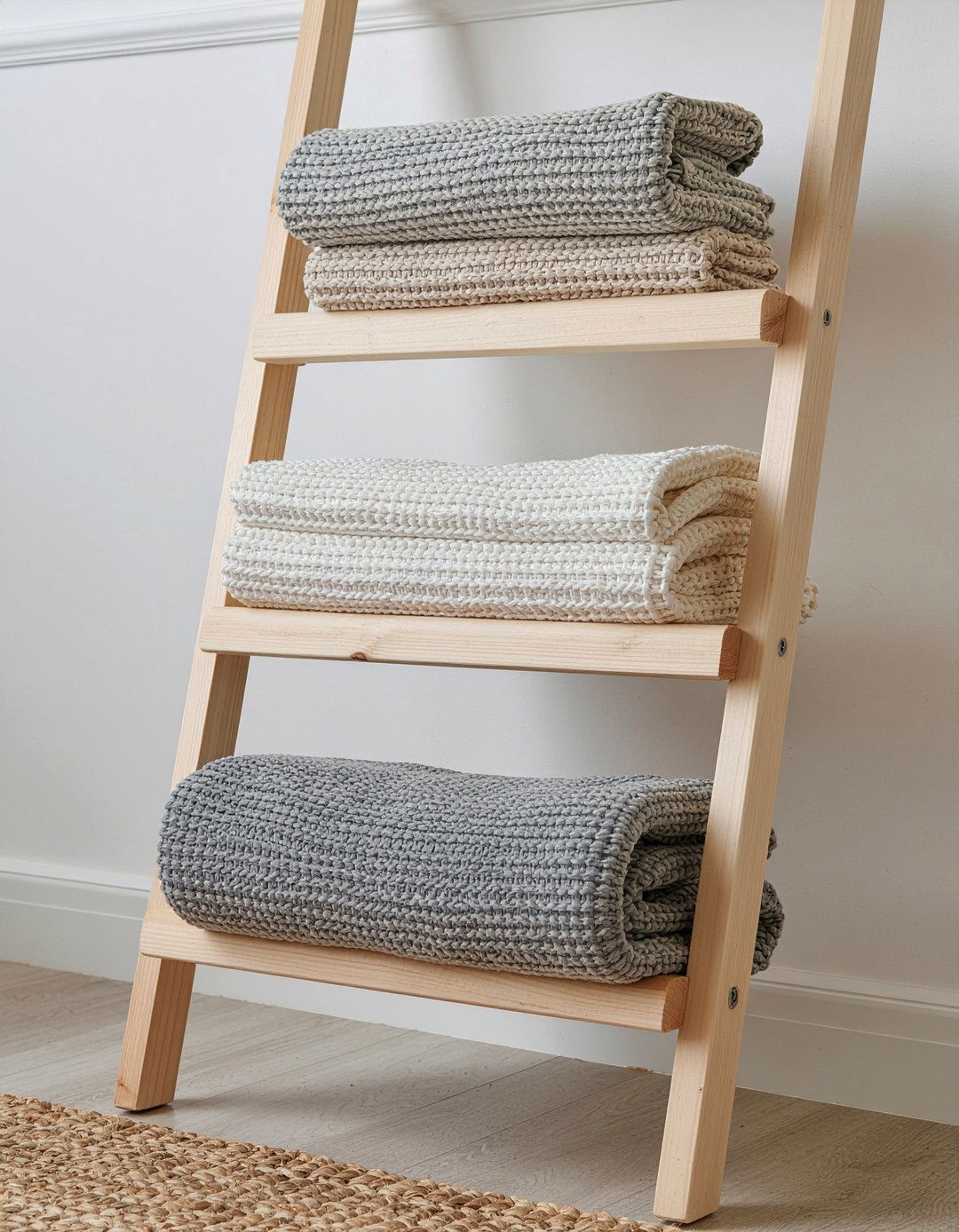 Ladder towel rack - 30 Norwegian bedroom ideas