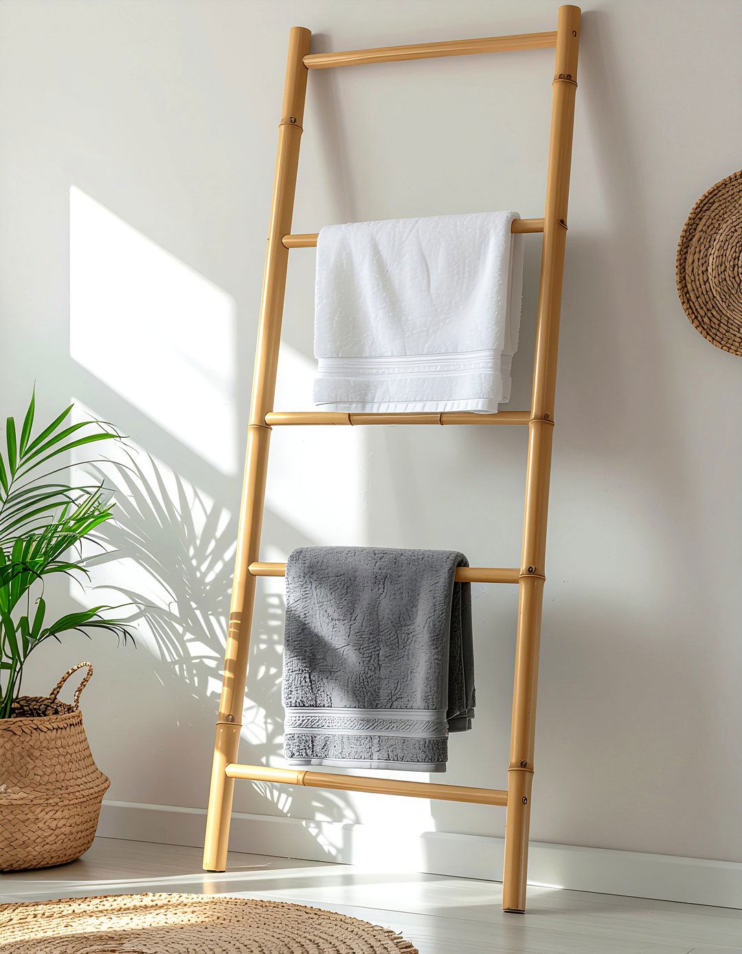 Ladder towel rack - 30 bathroom facelift ideas