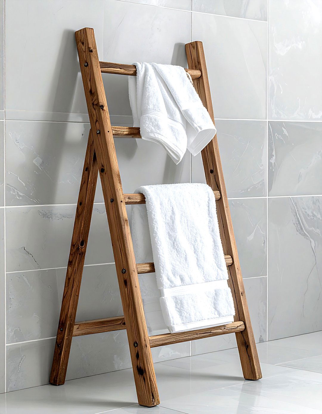 Ladder towel rack - 30 affordable decor ideas