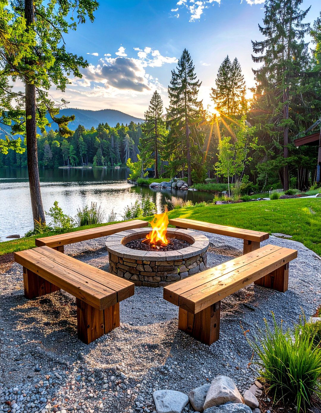 Lake house fire pit - 30 lake house decor ideas