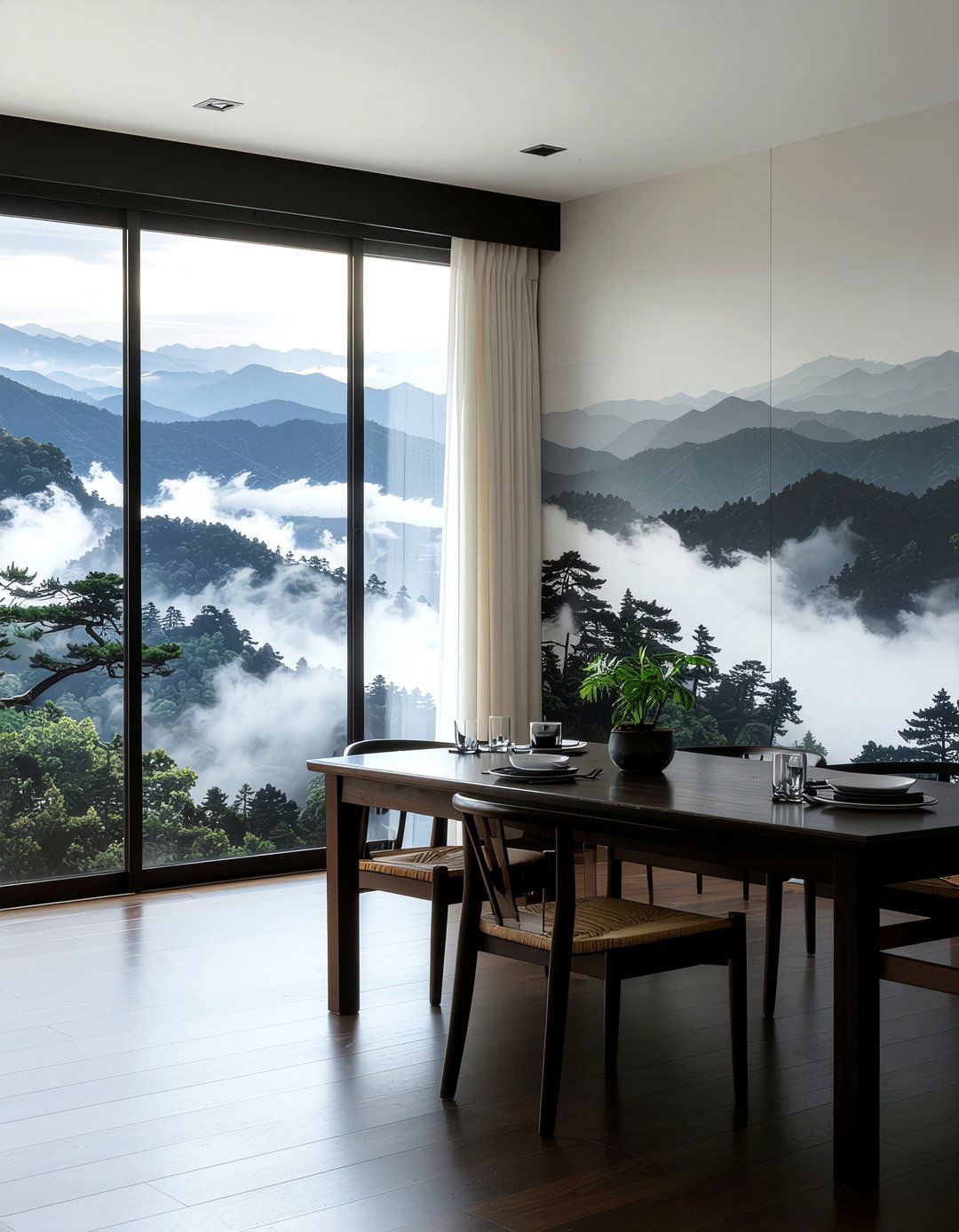 Landscape mural dining room - 30 Chinese dining room ideas