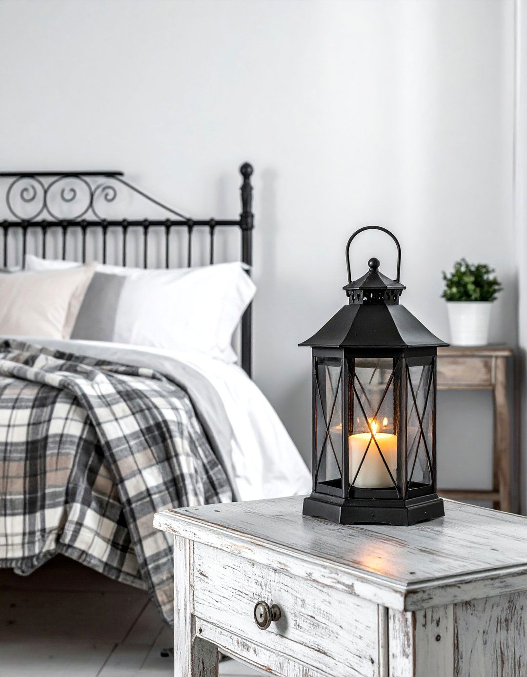 Lantern style bedside light - 30 bedroom layered lighting ideas